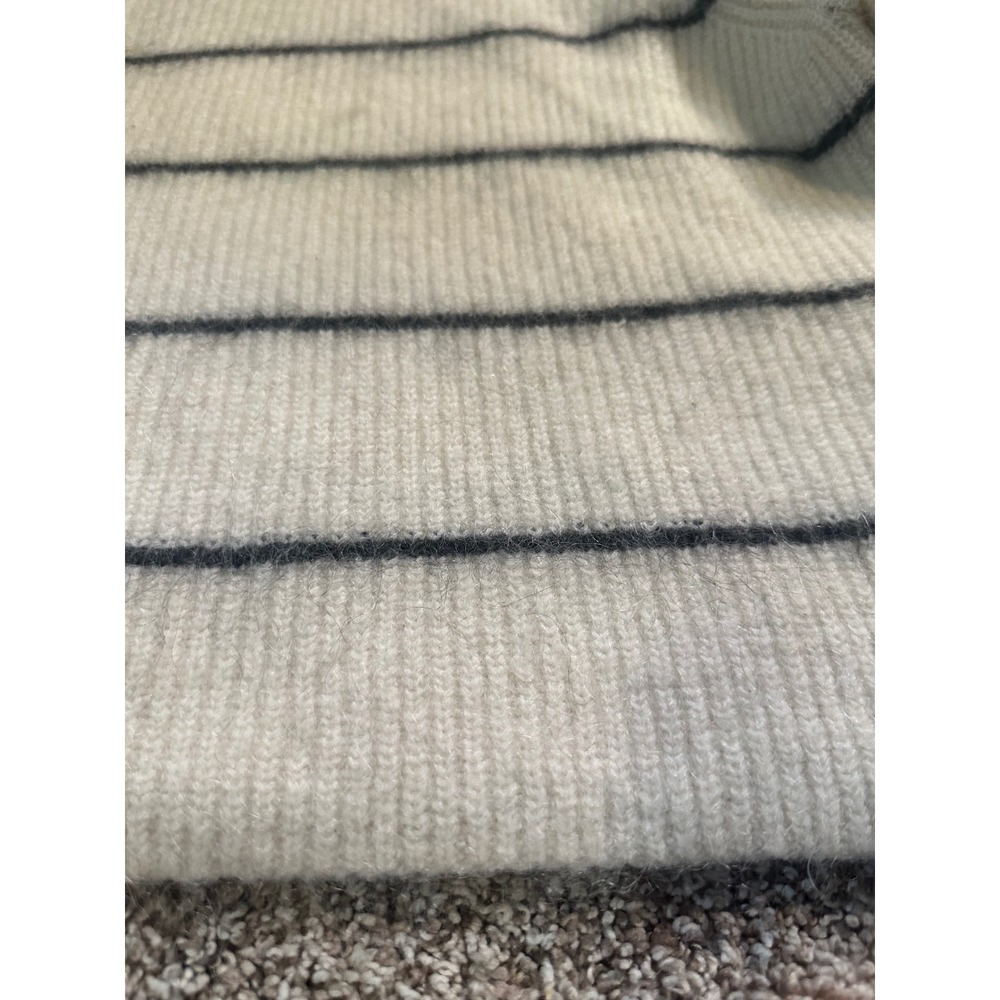 COS Textured Mohair-Blend Jumper Cream Navy Blue Striped Wool Sweater Size M - Picture 6 of 10